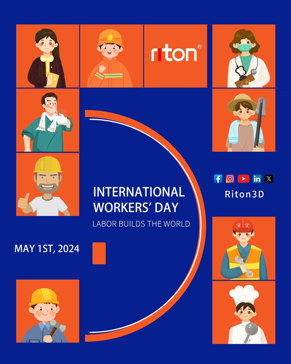 Today, we honor the hard work and dedication of every individual contributing to our society's prosperity. Take a well-deserved break and celebrate your achievements!
Happy International Workers' Day!

#InternationalWorkersDay2024 #Riton3D #3Dprinting #3Dprinter #DigitalDentistry