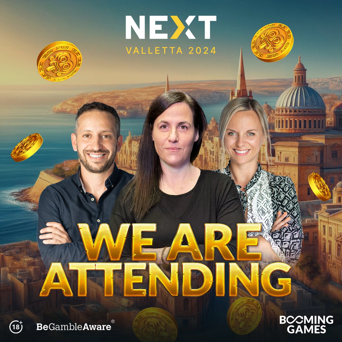 Meet some of our awesome Account Management team! They're attending Next.io Valletta, ready to chat about our products and our exciting collaboration with Ronaldinho. Book a meeting today to learn more! #games #casinogames #conference #NextValletta #SeeYouSoon