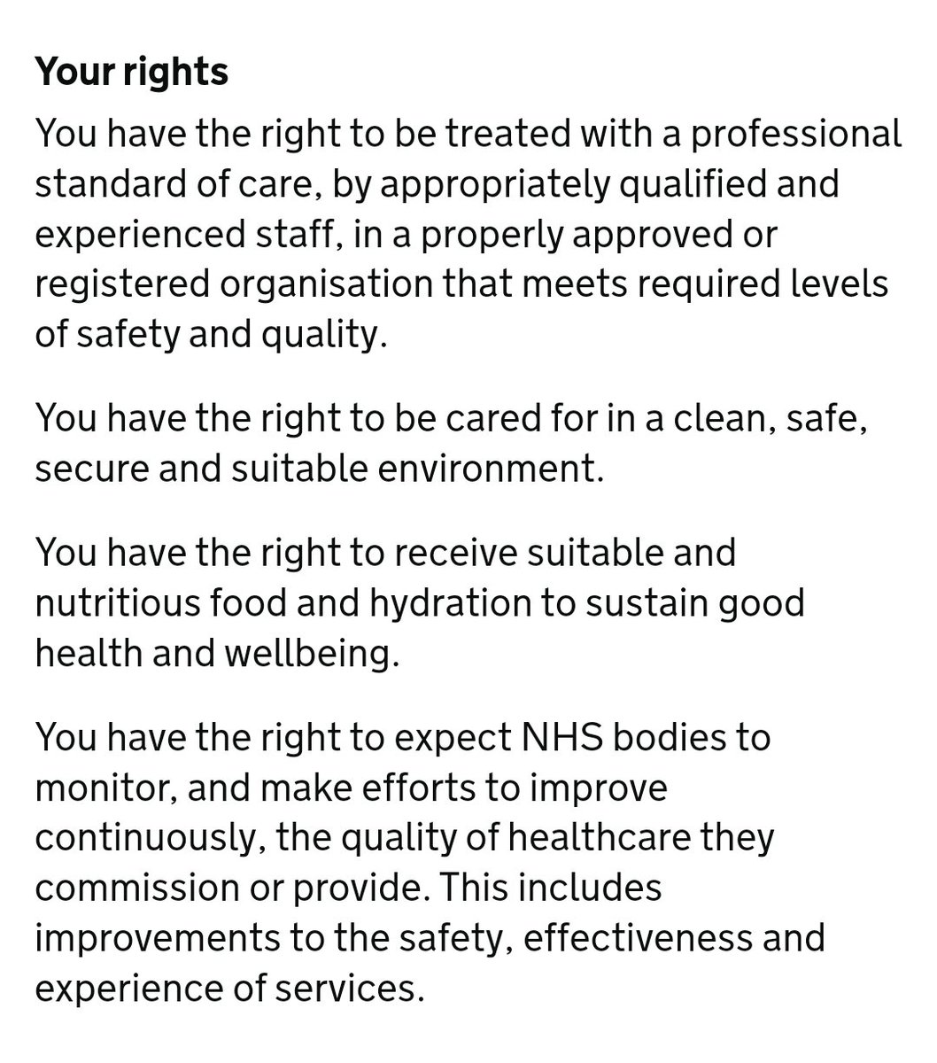 Lots of noise about the NHS Constitution. Just for clarity the NHS routinely, in fact daily, fails to meet existing principles in the constitution. It is a document so distant from the reality of busy medical wards that it's value is minimal: