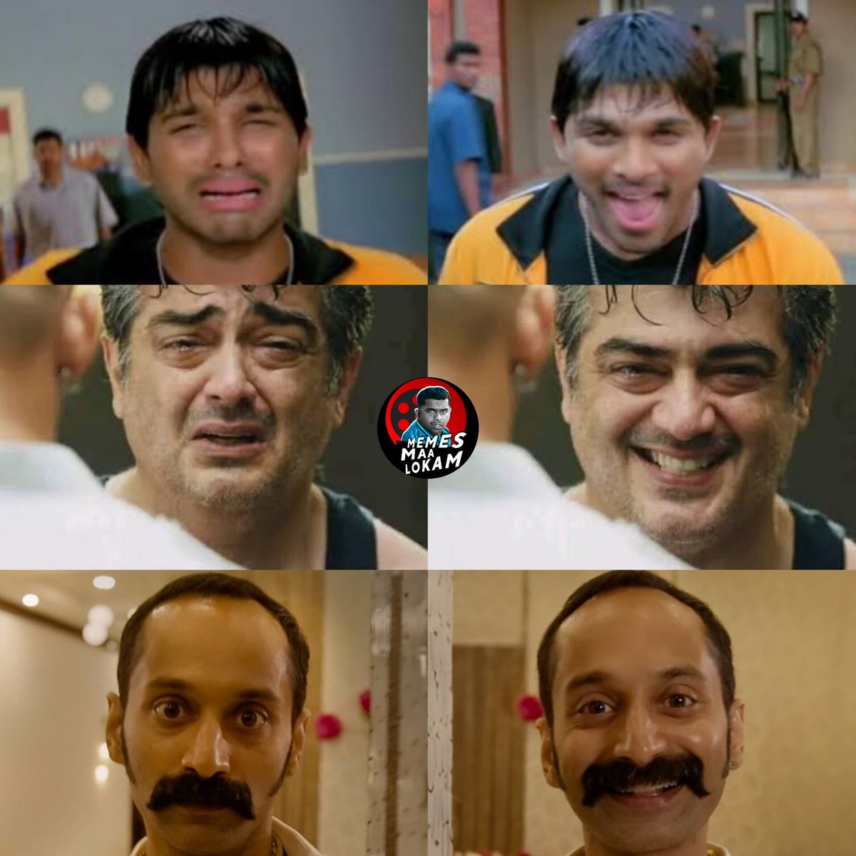 Our Mood swings be like 😜

Going by the trend 🙌

#Alluarjun #Ajithkumar #fahadfaasil #Iconstar #Thalaajith #Malluarjun #Shades #masthshadesunairaneelo #Sad #Happy
#orderofrelease #Vedalam #Happy #aavesham #Fahadh
#South #Tfi #Tollywood #Kollywood #Mollywood

Follow @Nb4Ea 👈