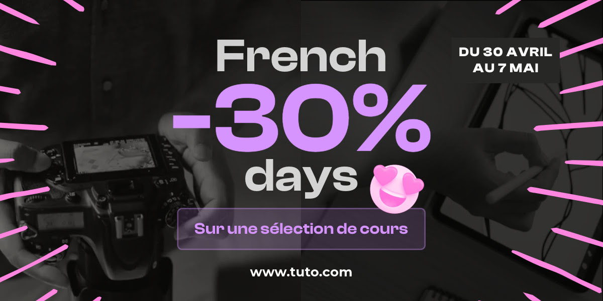 C'est les french Days du 30 avril au 7 mai sur tuto.com !
fr.tuto.com/promos/?cc=Plg…

C'est le moment de faire le plein pour développer de nouvelles compétences !  ;)

@tutofr #elearning #frenchdays