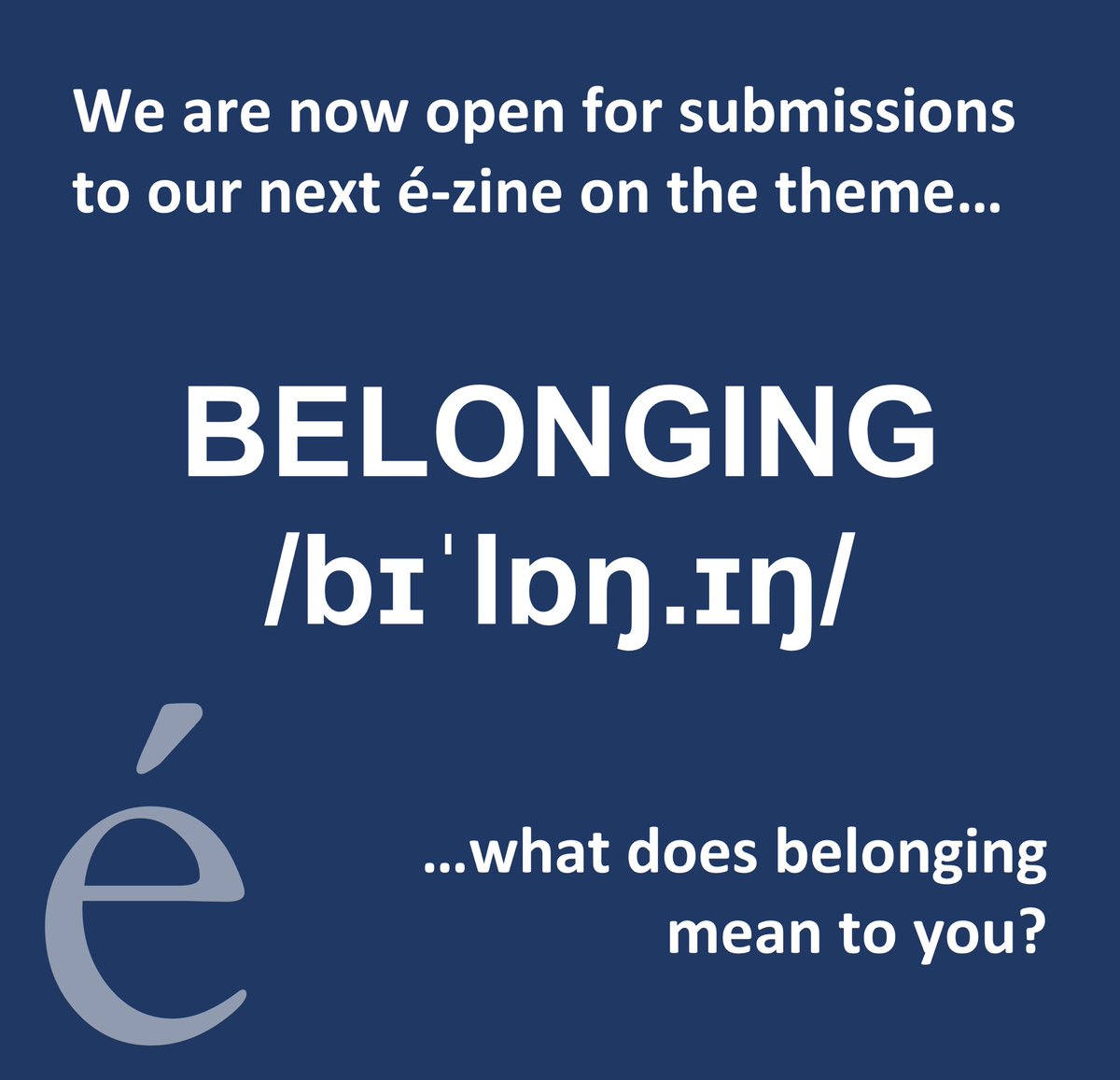 Submissions are open for the next edition of our é-zine on the theme ‘Belonging’ What does belonging mean to you? epoquepress.com/ezine-next-edi… #shortstories #poetry #spokenword #photograghy #visualart #music #shortfilm