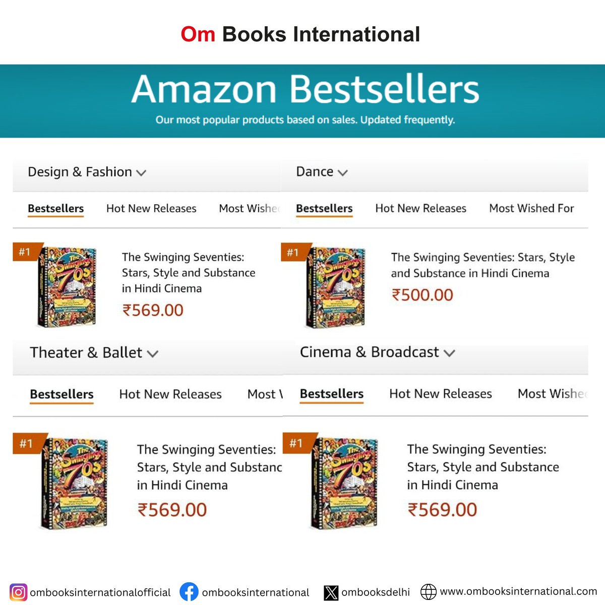 Riding high on the '70s vibe! Our book, 'The Swinging Seventies: Stars, Style, and Substance in Hindi Cinema, is now a bestseller in 4 categories on Amazon: Design & Fashion, Dance, Theater & Ballet, and Cinema & Broadcast Book your copy of the book now! amzn.in/d/euYyHJU