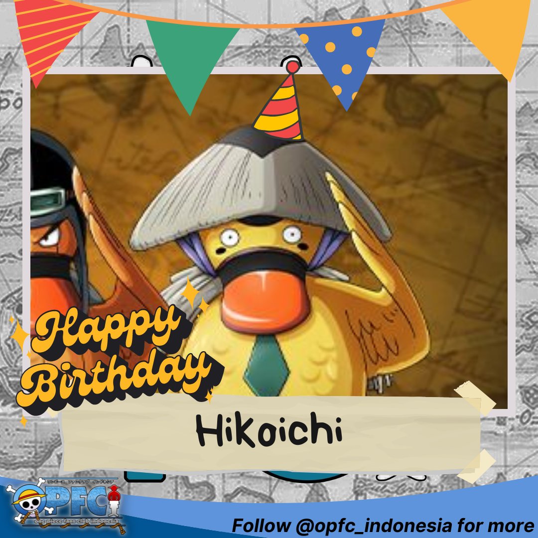 Happy Birthday!!

Karakter One Piece dengan tanggal lahir 1 Mei adalah
1. Kaidou
2. Capote dari Foxy Pirates
3. Hikoichi dari Super Spot-Billed Duck Troops

Apa ada yang barengan?

🥳🥳🥳

#onepiece
#onepiecebirthday