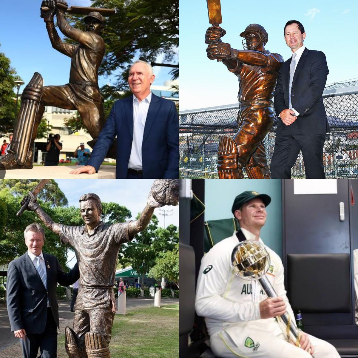 Only 3 Aussie batters have been immortalised with bronze statues for getting over 10000 runs in test cricket and averaging over 50 with exception of Sir Donald Bradman who scored 6996 @99.94. Steve Smith would join this prestigious group once he gets there.