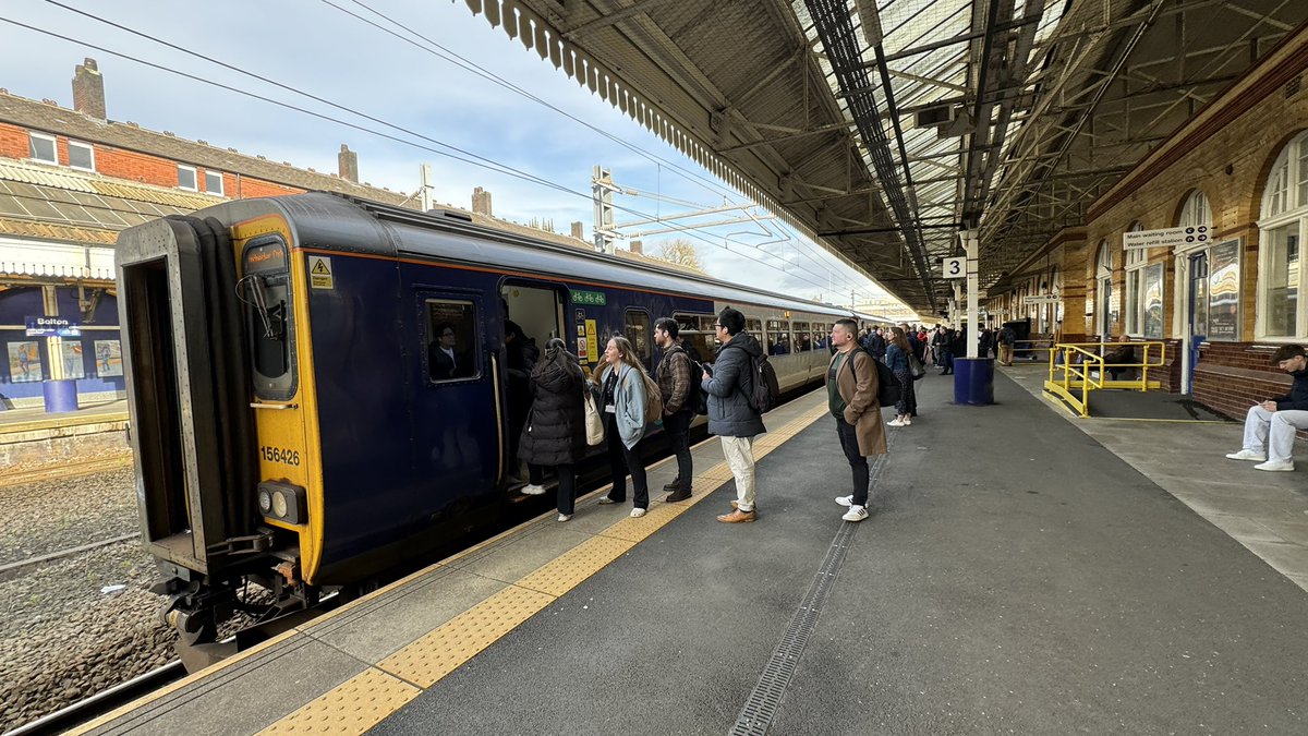 AndyB is off and @northernassist have failed me already! 07.53 Bolton to Piccadilly 4 car full and standing and could not get on - along with many more. 07.57 to Oxford Rd come in 2 car (!!) train and unable to board. As I’m on an @Interrail have rerouted myself via Preston.