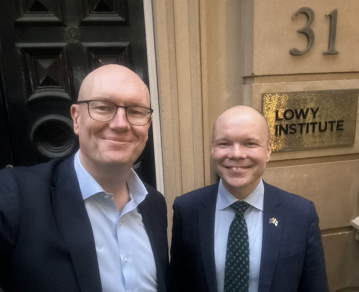 Delighted to welcome 🇫🇮 Ambassador @AHaapea to Bligh Street. I first met Arto when he accompanied Prime Minister @MarinSanna to the @LowyInstitute in 2022. Welcome back, Ambassador!