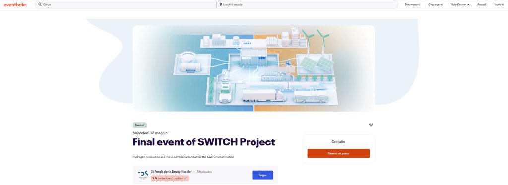 Join the @SWITCH Project for their final event on 15 May 2024. 👁‍🗨 Hydrogen production and the society decarbonization: SWITCH contribution to continuous energy supply and creation of flexible and interconnected energy systems grids. 💬 Register now: eventbrite.it/e/registrazion…