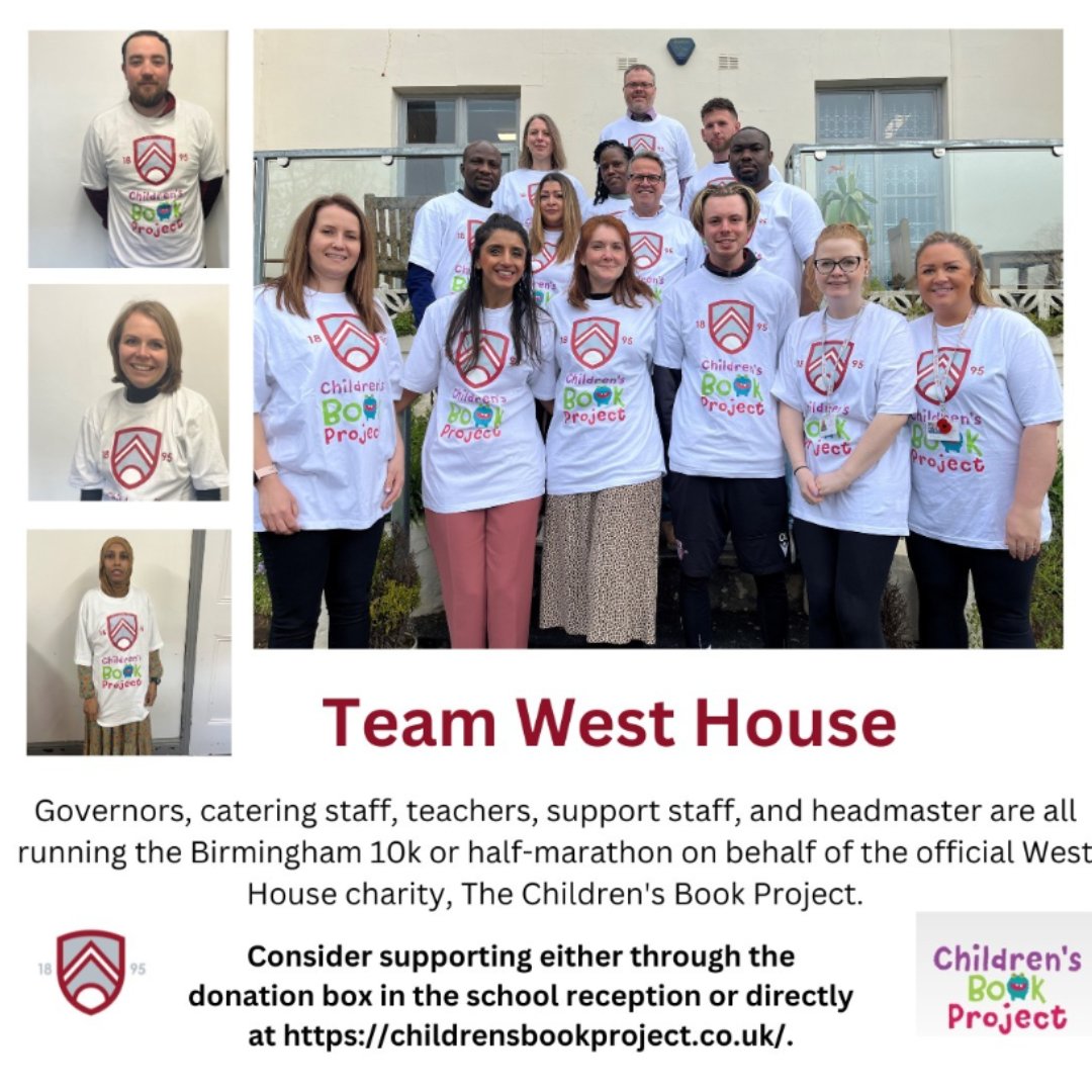 We are so grateful to be the official charity of @westhouseschool whose wonderful team are running a 10k or half marathon in Birmingham on 5 May on our behalf. Donate at their school reception, or visit childrensbookproject.co.uk to donate directly. #GreatBirminghamRun @Great_Run