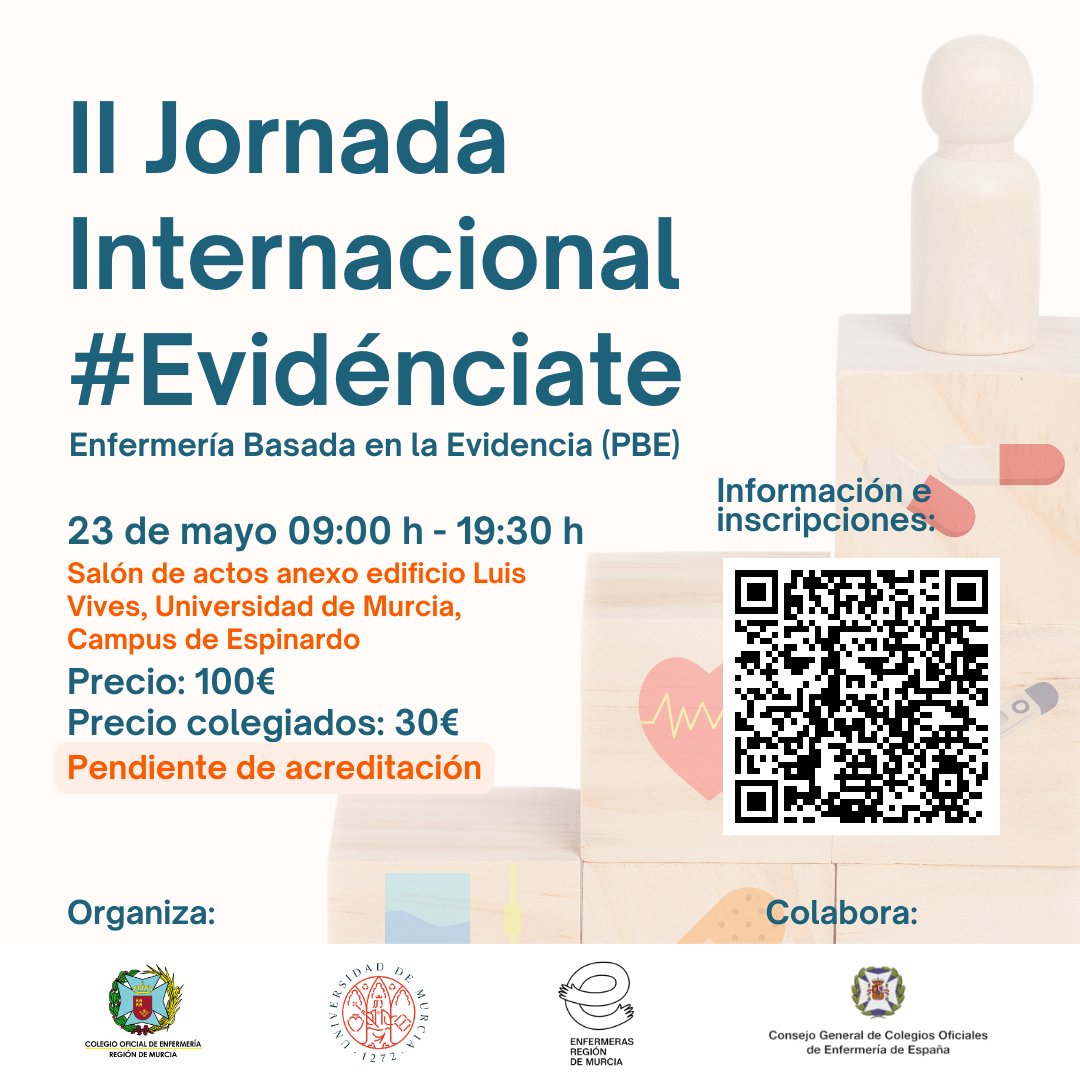 Ya puedes inscribirte en la II Jornada Internacional de Enfermería Basada en la Evidencia (PBE). 👉 Consulta el programa e inscríbete aquí: i.mtr.cool/lfdcgcwbsb 🍎 Desayuno y almuerzo incluidos. #Evidénciate