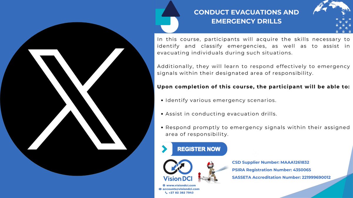 🖥️💻

More Information: accounts@visiondci.com

#Evacuations #Emergency #Drills #EvacuationsAndEmergencyDrills #VisionDCI #SecurityManagers #SouthAfrica #government #managers #education #security #intelligence #elearning #training #courses #skillsprogrammes #SASSETA #PSIRA