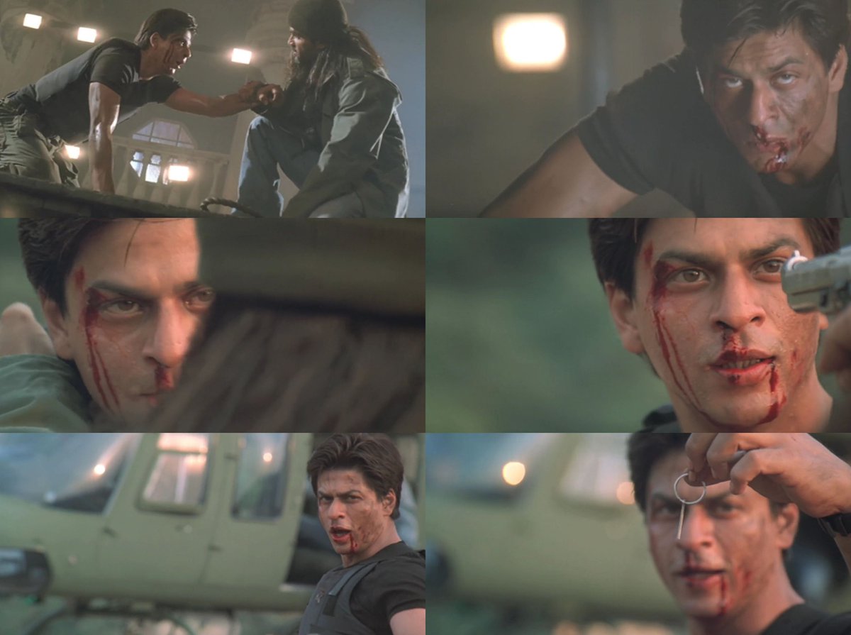 Farah's Main Hoon Na is a perfect example to show how to present a vulnerable hero. Major Ram wasn't a one many army, he gets owned by villain a lot of times still his presentation shines throughout the film.
Sid failed miserably in Pathaan.

#20YearsOfMainHoonNa