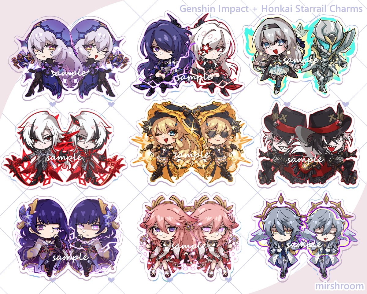 haven't been posting much but have some charms i've been working on! plan to have these at fanime next month 🫣 #genshinimpact #HonkaiStarRail