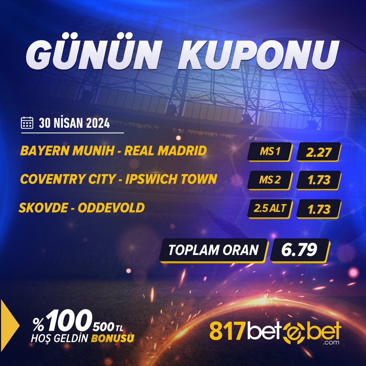 Günün Kuponu Toplam Oran:  6.79