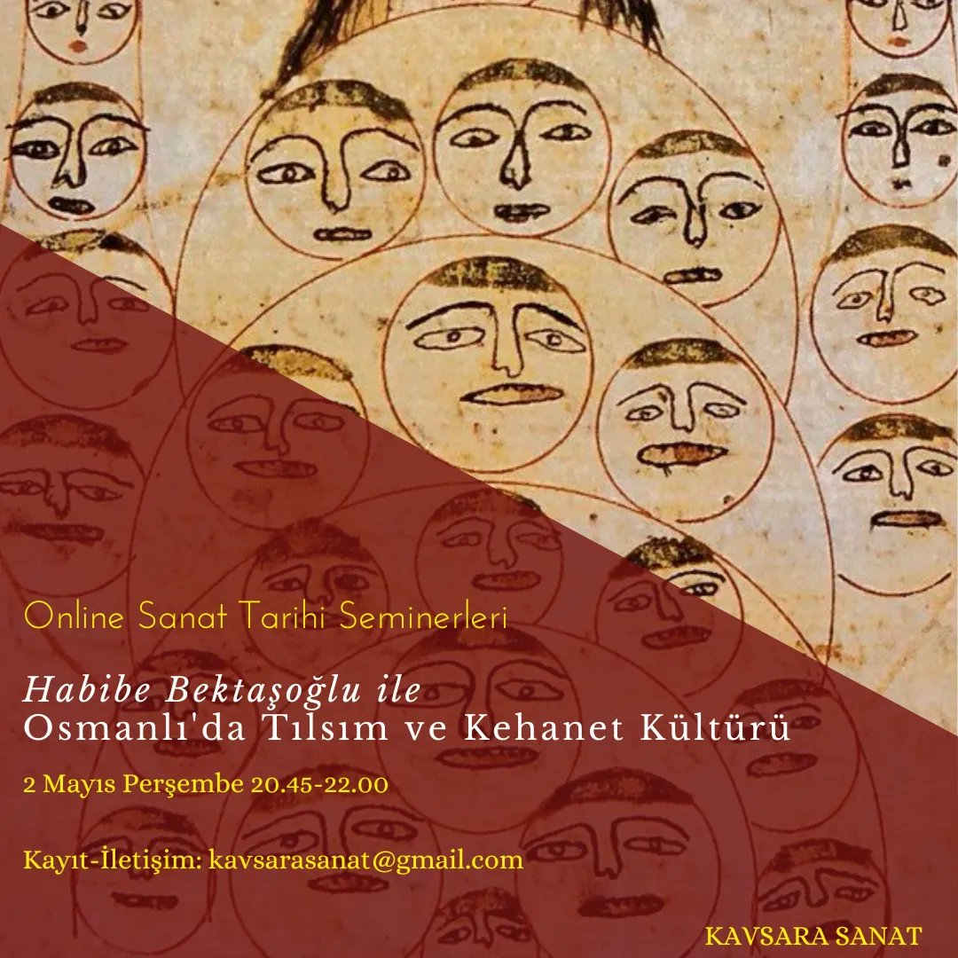 📌Osmanlı'da falcılığın yeri nedir?

📌Osmanlı'da kimler fal bakardı?

📌 Tılsımlar ve kehanetler sanata nasıl yansımıştır?

📢 2 Mayıs Perşembe günü Habibe Bektaşoğlu @tasvirsanatlari ile 'Osmanlı'da Tılsım ve Kehanet Kültürü' seminerimiz vardır.

➡️Kayıt-Bilgi DM.