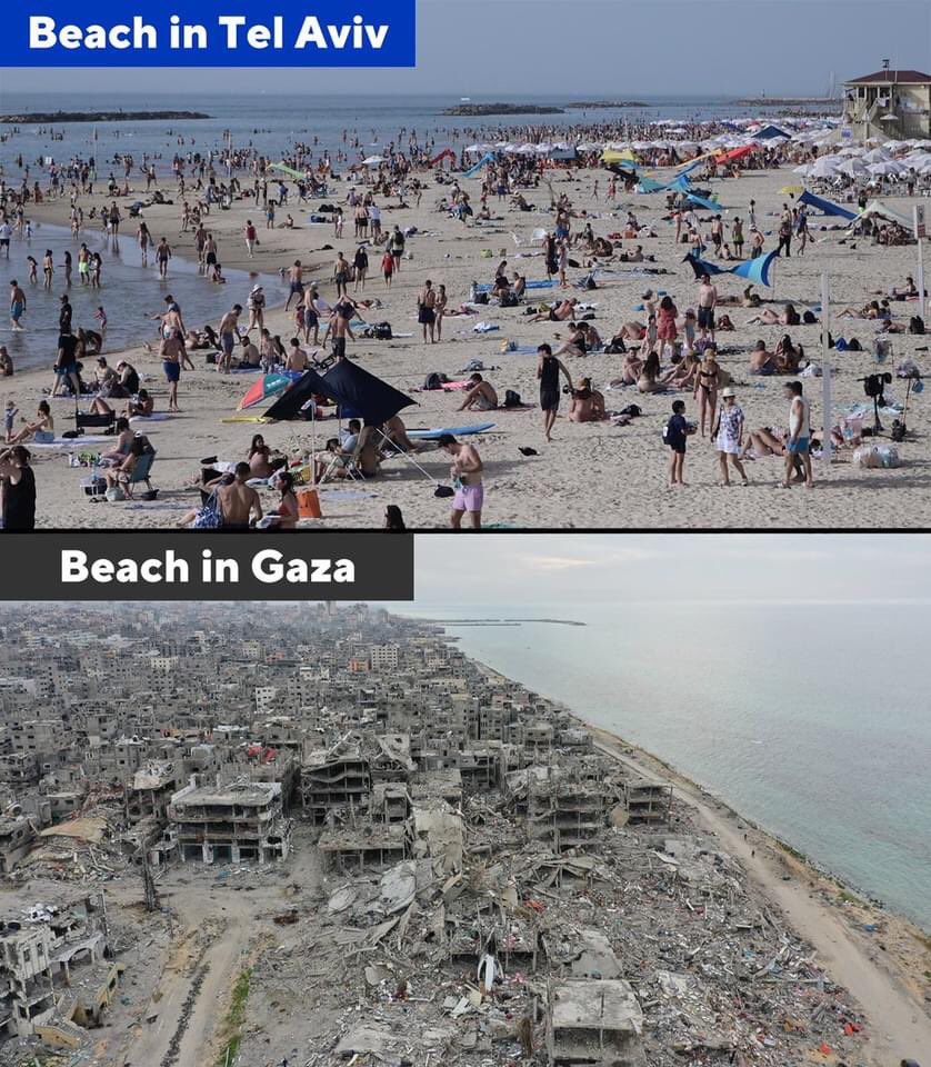 40 miles apart, two different worlds. #TelAviv #Gaza