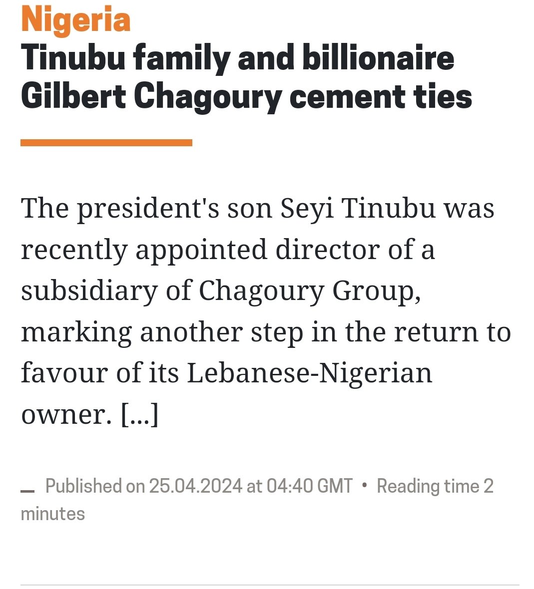 Seyi Tinubu was recently appointed director of a subsidiary of Chagoury Group Owned by Labanese-Nigerian, Gilbert Chagoury who got the juicy N15 trillion contract from Tinubu without competitive bidding.