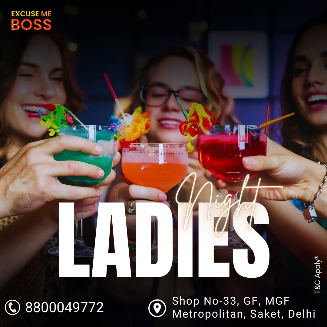 It's time to unleash our inner divas and dance like nobody's watching! 💁‍♀️🎉 Ladies night at the club, here we come!

📞 +918800049772
Call Us For Reservations 📷

#ExcuseMeBoss #saket #ladiesnightout #girlsnight #girlsjustwannahavefun #ladiesnightlife #girlsnighting #ladiesnights