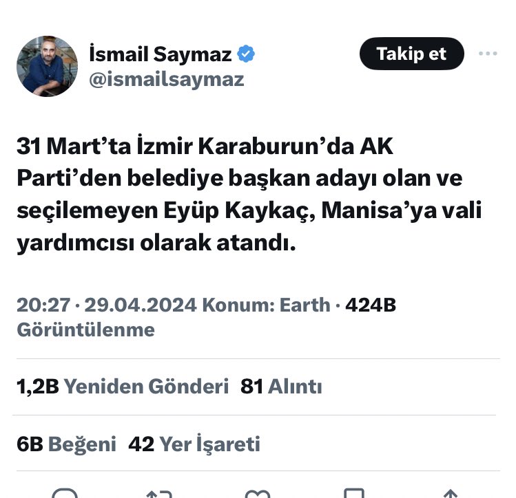 tr’de 100 yıldır olan kanun seçime giren kamu görevlisi seçilemezse görevine döner. adam zaten kaymakammış şimdi ise tenzili rütbe ile vali yardımcısı olmuş. ama bu chp trolu ismail ahlaksızlığın kralını yapıp ahlak satarak bunu gizler, chp’nın eş, baldız vs atamalarını perdeler