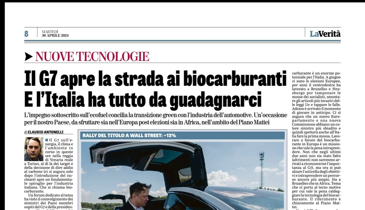 Risultato importantissimo...importantissimo...importantissimo davvero. Perché l'Italia ha tutto da guadagnarci. Oggi @sitkaclaudio su @LaVeritaWeb