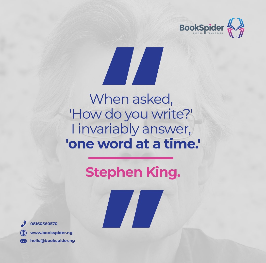 If you’re looking for a strategy to complete your unfinished book project before the year ends, here’s a good one – write one word at a time.

#bookspider #publishingcompany #quote