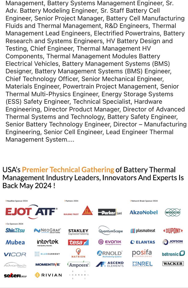 $ENVX 🔥 Next month Enovix will be present at the Battery Thermal Management Innovation Summit 2024 organized by WeAutomotive!
battery-thermal-management-usa.com