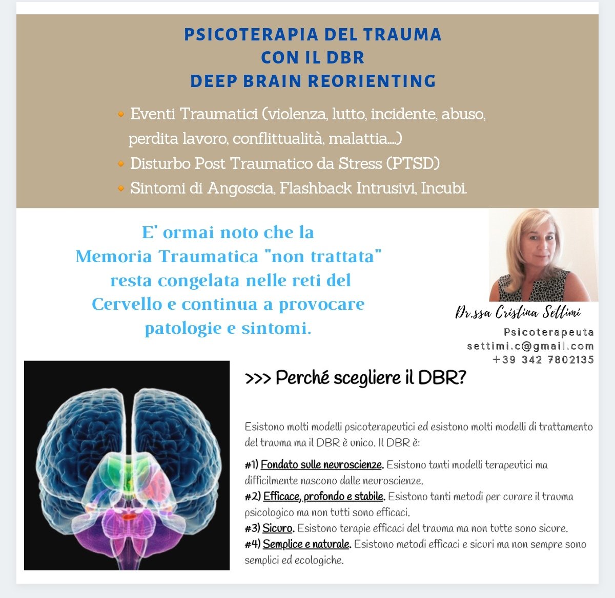 #DBR Deep Brain Reorienting Psychological Therapy for #PTSD #TRAUMA #COMO #lugano #olgiatecomasco #CardioOnc #cardiotwitter #famiglia #Facebook #Formula1 #Salute #saluteebenessere #escardio #medtwitter