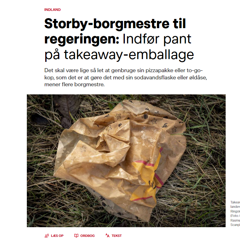 Stærkt budskab fra borgmestrene i Odense, Aarhus og København 👏♻️💚

Vores store forbrug af materialer skader klima, natur og miljø hårdt.

Derfor... Lad os få et pantsystem for takeaway-emballage og mere genbrug.

dr.dk/nyheder/indlan…