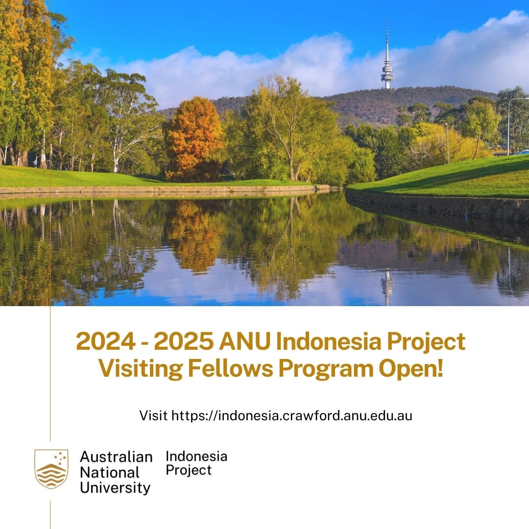 With funding up to AUD $8,300 per visitor, applications are now open for the 2024-2025 ANU Indonesia Project Visiting Fellows Program, which supports a 4-week visit with the Project team at the beautiful ANU campus. Learn more and apply now: indonesia.crawford.anu.edu.au/grants-and-fel…