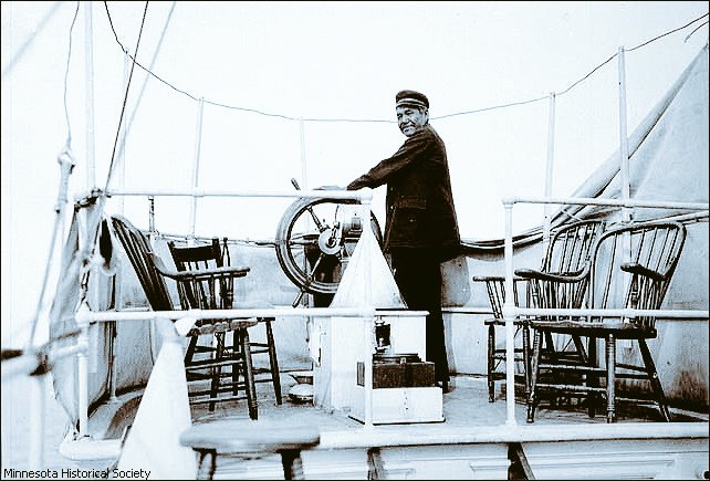 First Nations pilot on the steamship Keenora, Lake of the Woods
