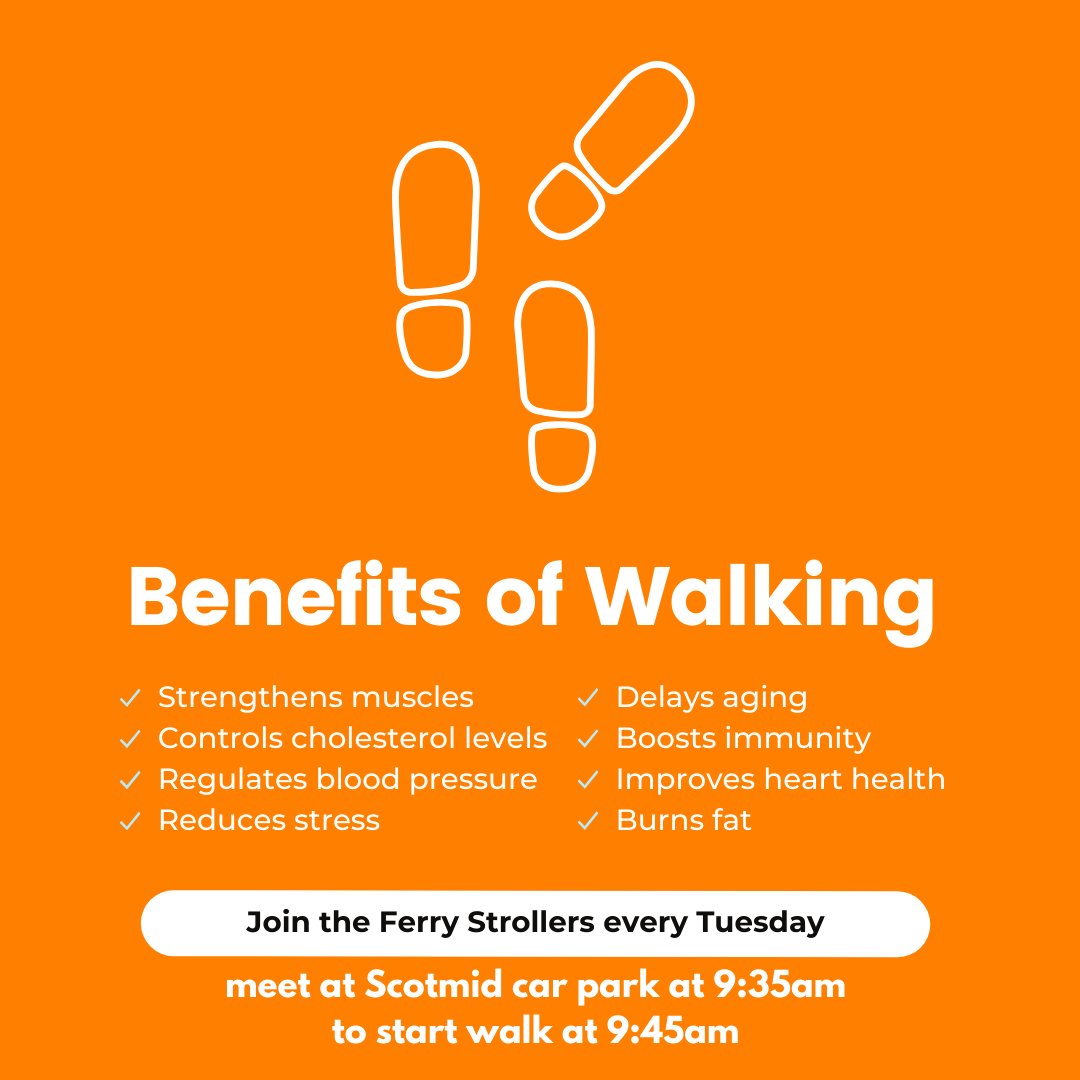 Join the Ferry Strollers every Tuesday and enjoy the benefits of walking.

Meet at Scotmid car park at 9:35am

#keepactive #boostimmunity #reducestress #connectwithcommunity #endisolation #positiveaging #ferrystrollers