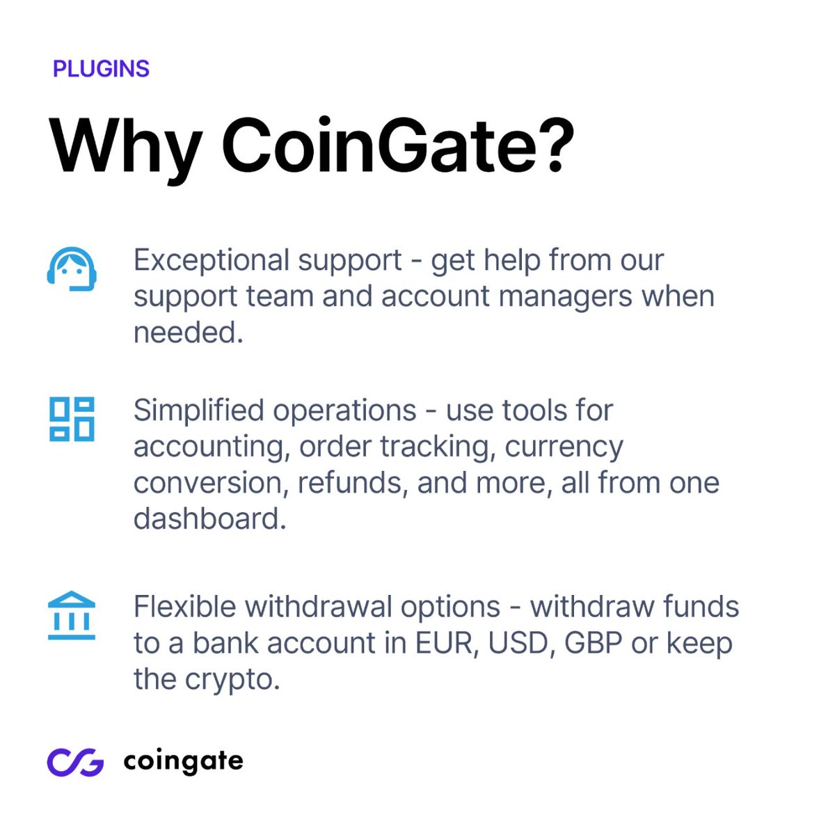 Accept #crypto using #ecommerce plugins. 💻

Integrate crypto payments with our official plugins for #WIX, #WHMCS, #PrestaShop, #WooCommerce, and more. 

✅ Effortless setup;
✅ Dedicated support;
✅ Flexible withdrawal options.