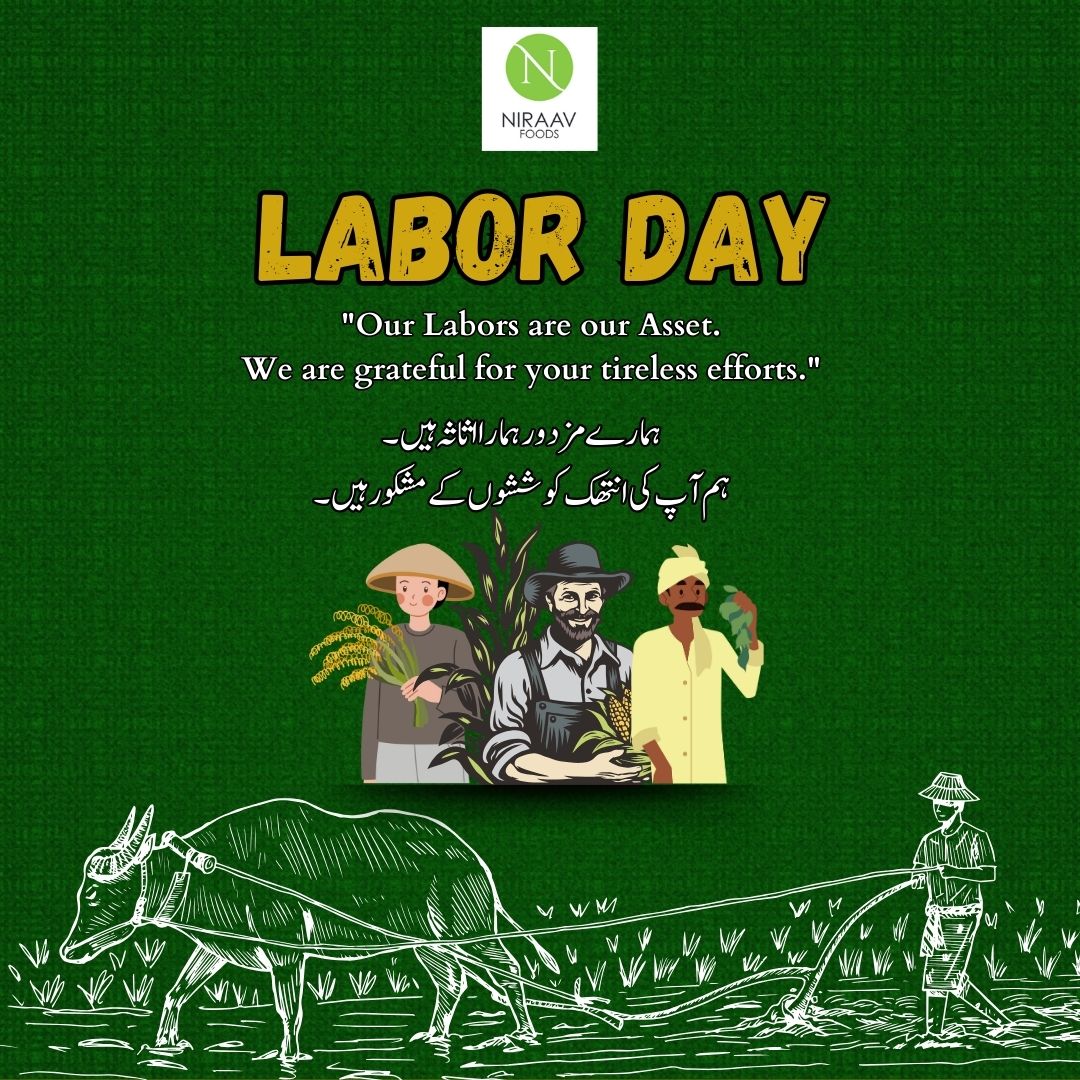 Celebrating the hard work that builds nations. #Happy_Labor_Day.

Visit: niraav.com
WhatsApp: 0327 8244955

#rice #basmati_rice #export #basmatiriceexporter #exporter #basmati #basmatirice #importexport #imported #ricette #exportimport #exportquality