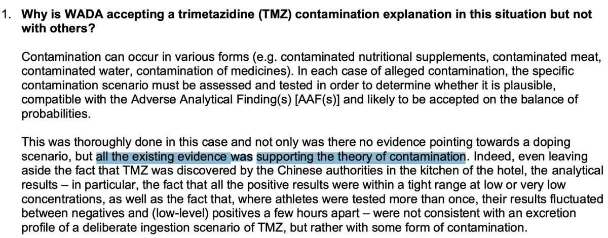 Smoke and mirrors from WADA. 'The +ve results were [...] at low/very low concentrations, [...] not consistent with [...] deliberate ingestion scenario of TMZ.' TMZ has an *extremely rapid* half-life of 1.8 hours. A +ve for TMZ will almost always show just trace amounts.