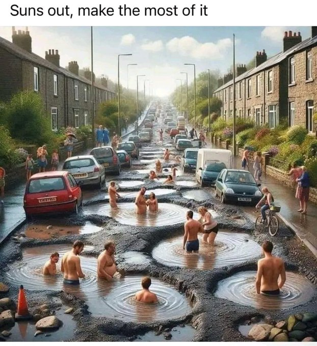 Potholes in Crewe come in useful when we get a rare hot day.