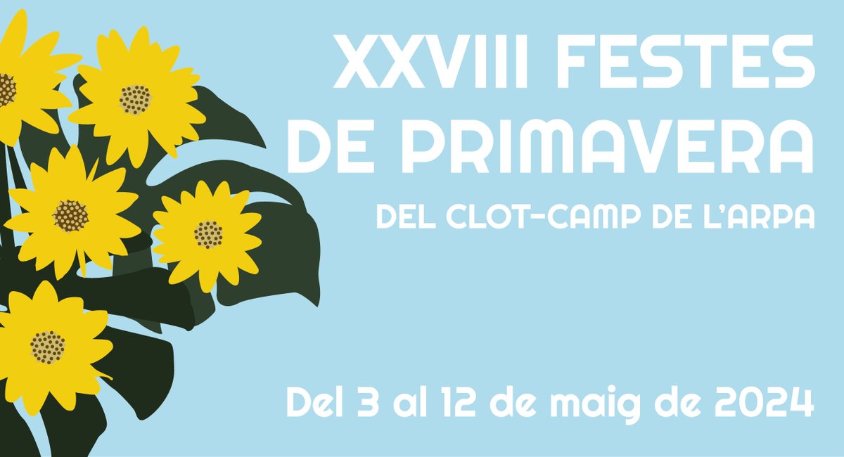 Aquesta setmana comencen les #FestesPrimavera que enguany arriben a la 28ª edició!

Durant dues setmanes el barri s’omplirà d’actes i activitats de #culturapopular organitzades per les entitats i la <a href="/ClotFede/">FedeClotCampdelArpa</a> 

Consulta la programació a bit.ly/3UEEgfO