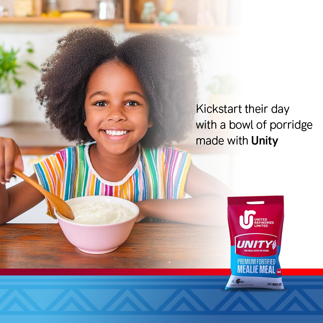 A bowl of porridge made with Unity Mealie Meal is not only filling but also nutritious. Unity Mealie Meal contains essential nutrients that the little ones need for the day. Fuel their adventures with Unity Mealie Meal. #UnityMealieMeal #TheChampionMealieMeal