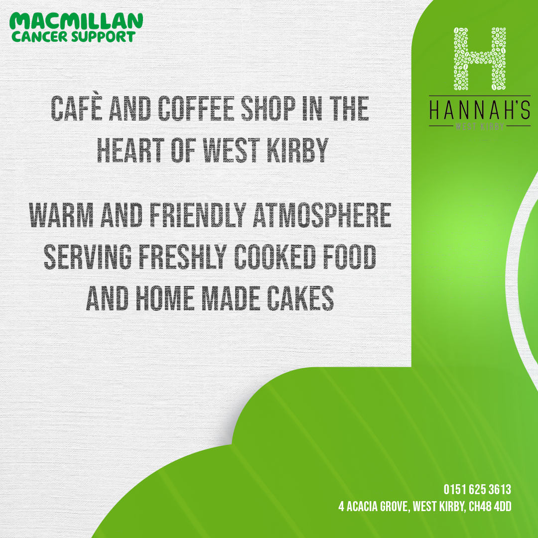 Hannah's West Kirby, our main kit sponsor for our charity game against Calday on Wednesday 15th May! A lovely coffee shop and Café in West Kirby with a great atmosphere and mouth watering food! Go check them out @hannahs_west_kirby Tickets: tinyurl.com/CaldayVsHilbre