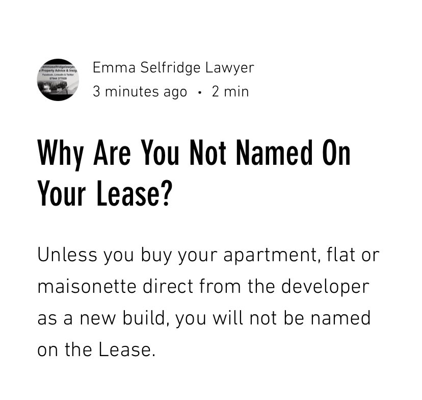📌 Why You Are Not Named On 
Your Lease 📌

Why Are You Not Named On Your Lease? | Emma Selfridge Lawyer | Conveyancing Blog

#propertypurchase101 #leaseholdsale #property #flat #apartment #uk #wales #Cardiff  #propertyforsaleuk #propertyblog #conveyancingblog #apartments