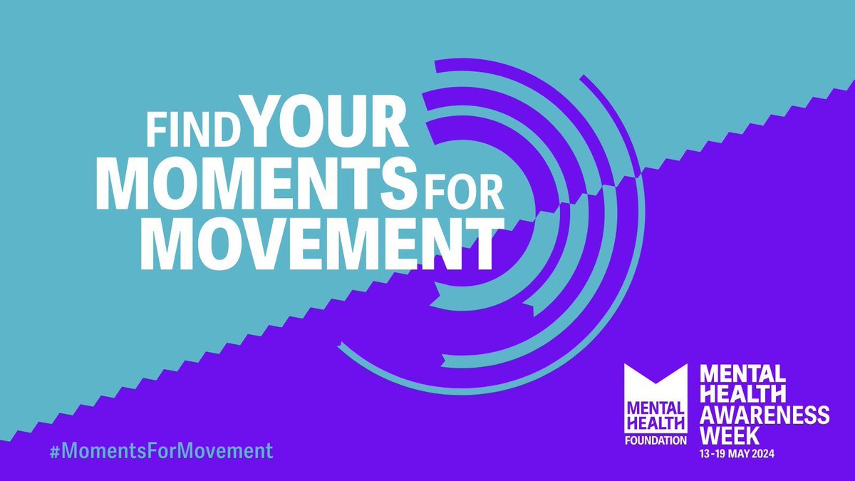 For this year's Mental Health Awareness Week, taking place from 13th - 19th May, @mentalhealth is inviting everyone to find and share #MomentsForMovement. 💜 Get involved and download resources to help promote the week at: buff.ly/3EycGZf #MHAW24