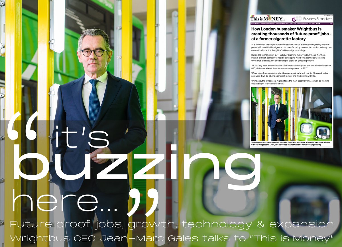 Wright_bus CEO Jean-Marc Gales spoke to #ThisIsMoney highlighting the unprecedented growth being enjoyed at @Wright_bus , now found in the #GrowthIndex Top 100 fastest growing companies in the UK ( growthindex.com) 📰thisismoney.co.uk/.../How-London…... #Wrightbus #BusinessGrowth