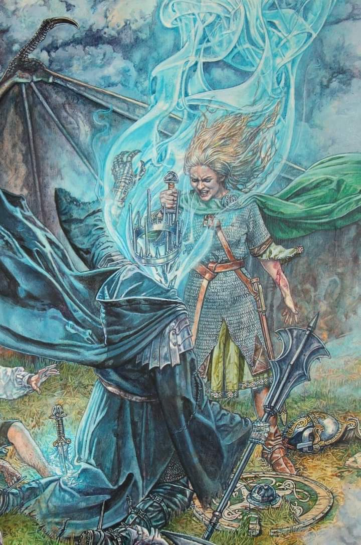 Love this art work of Eowyn killing the Witch King.
Definitely one of my favourite moments in Lord of the Rings with Eowyn completing the Prophecy told by Glorfindel. Such an amazing moment and this is the best Illustration.
#lordoftherings #middleearth