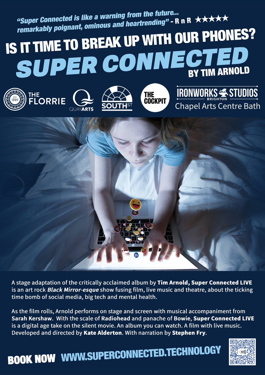 “Based on the true story of a teenage girl with screen addiction, Super Connected is like a warning from the future - poignant, ominous and heartrending” - The Times

@TherealNihal @bbc5live 
#SuperConnected 

The Times ★★★★ Mojo ★★★★  Prog ★★★★ Clash ★★★★ RnR