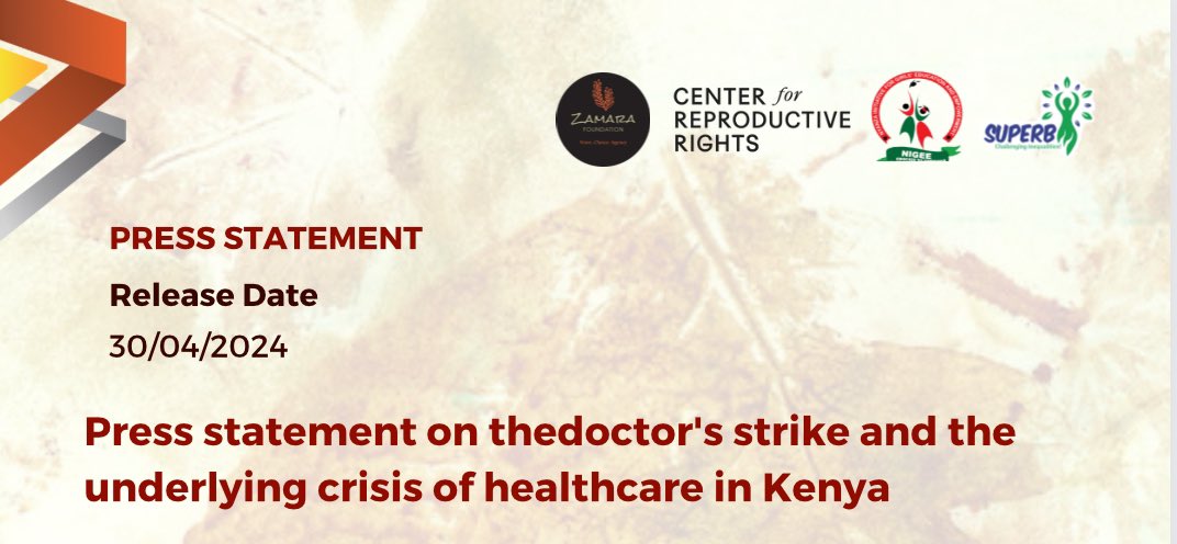 Amidst the doctor's strike in Kenya, we join forces with @ReproRightsAFR, @NIGEEKenya, and @superb_cbo to voice deep concerns over the impact on sexual & reproductive health of adolescent girls, young women and women in all their diversities. Urgent action needed! Read full