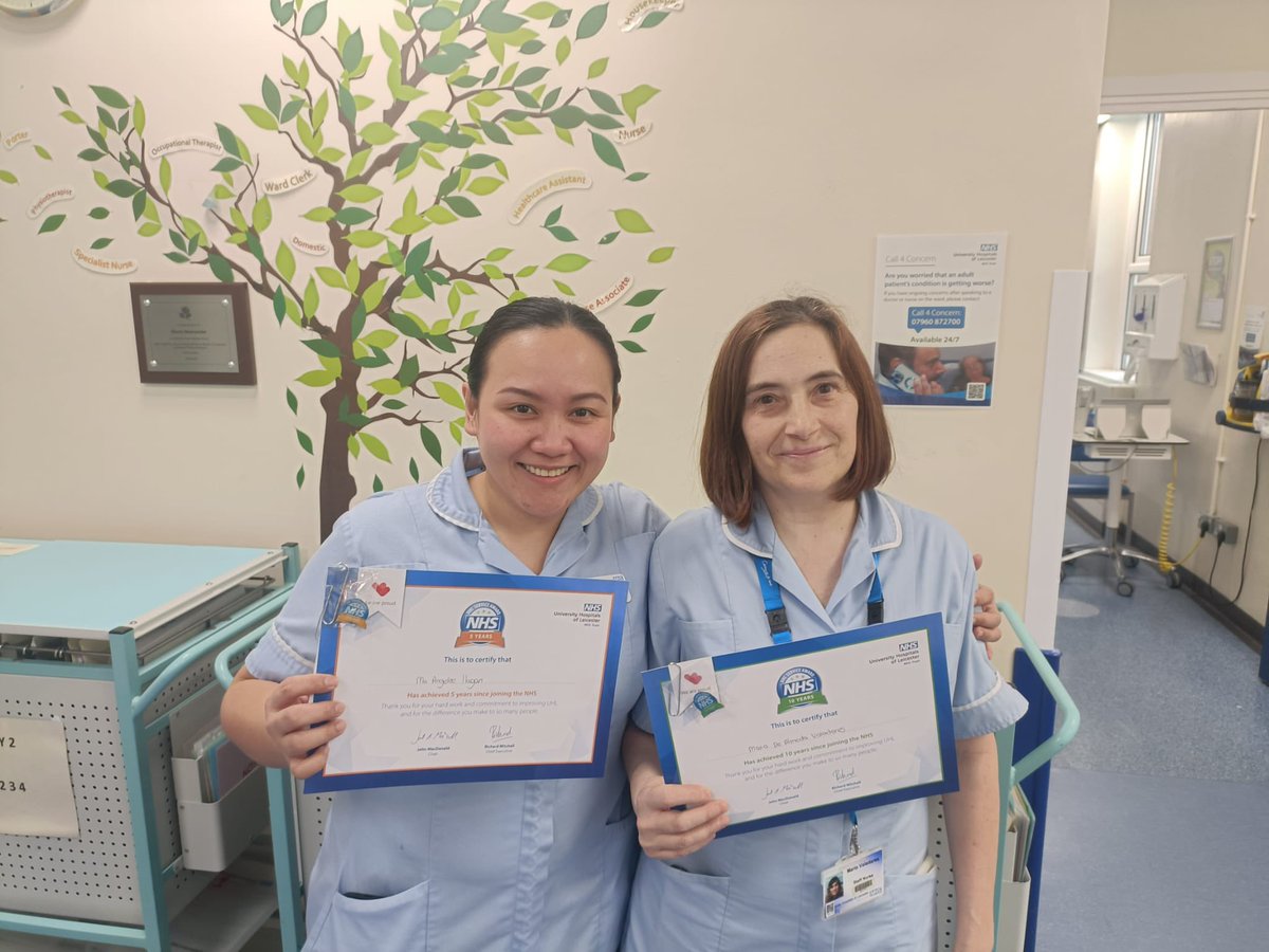 Congratulations on your long service awards to the lovely Maria and Angelee - thank you for all your hard work ⭐️🎉 @AmyTarry91 @JoFinchAllen3 @UHLNicolaGrant @Mark1Layton @RobinBinks