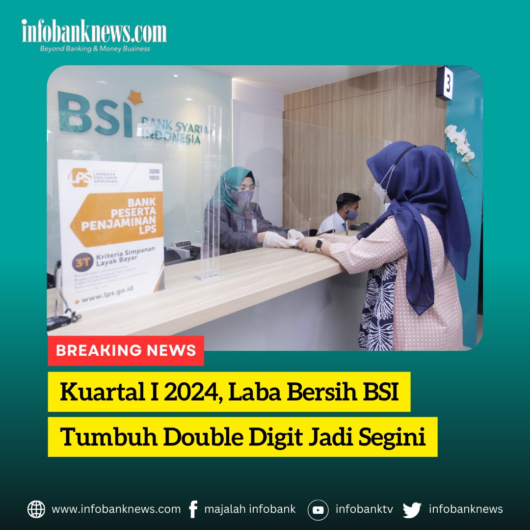 PT Bank Syariah Indonesia Tbk atau BSI meraup laba bersih Rp1,71 triliun pada kuartal I-2024. 

Selengkapnya : infobanknews.com/kuartal-i-2024…
⁠
#infobank #bank #banking #perbankan #BSI #bankbsi #banksyariah #banksyariahindonesia #bankbumn #Ekonomisyariah #syariah #Bumnuntuknegeri