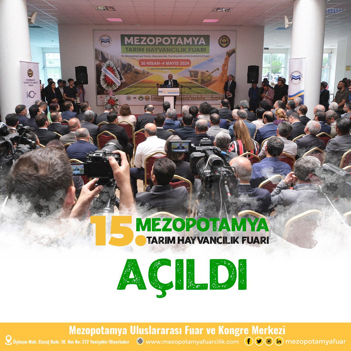 Mezopotamyafuar's tweet photo. Tarım ve Hayvancılık Sektörünün Bölgedeki En Büyük Buluşması 15.Mezopotamya Tarım Hayvancılık Fuarı Açıldı🌻

30 Nisan - 4 Mayıs  tarihlerinde Mezopotamya Uluslararası Fuar ve Kongre Merkezi’nde/ Diyarbakır

📷0412 504 80 18

#mezopotamyafuarcılık #tarımhayvancılıkfuarı https://t.co/91mTNwjCCJ
