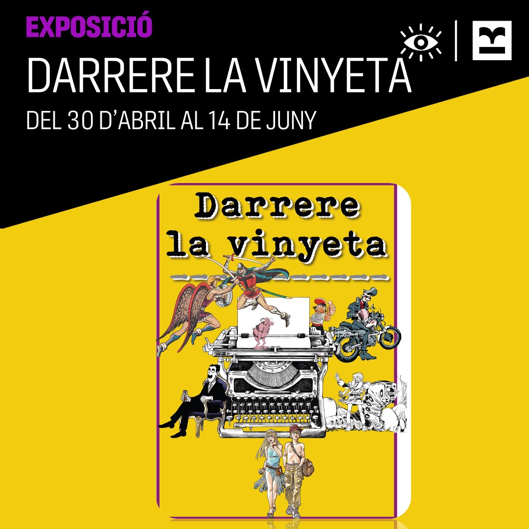 Inauguració, AVUI a les 18.30 h! 🔴Exposició. Darrere la vinyeta 📅Del 30 d'abril al 14 de juny Aquesta exposició és un reconeixement als autors literaris, els guionistes. Sense alguns d'ells, grans icones de la cultura popular, els còmics no existirien 🔗tuit.cat/Nt4YR