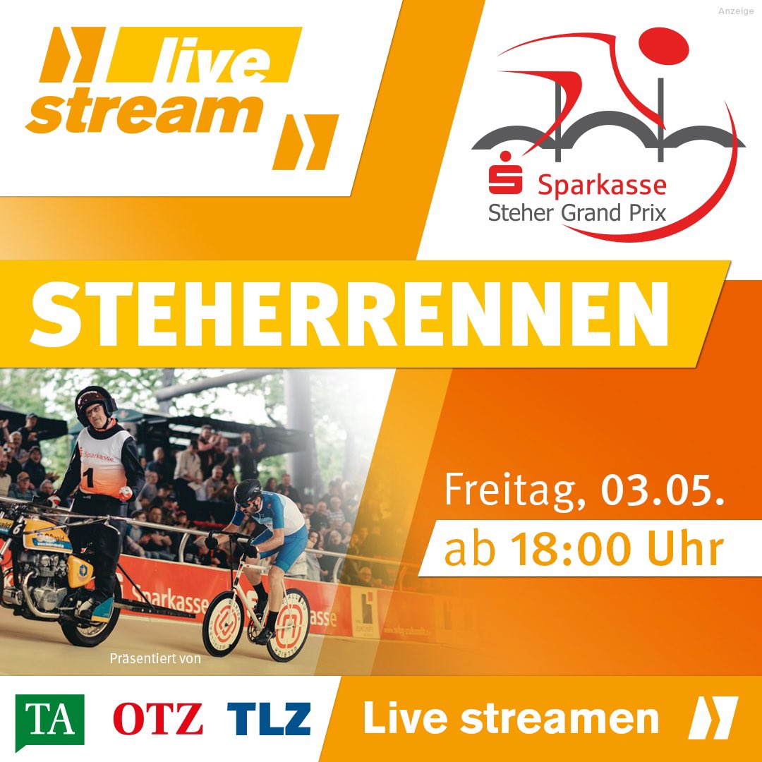 Wir bauen unser Streaming-Angebot weiter aus und übertragen am Freitag zum ersten Mal das Steher-Rennen in Erfurt! #FunkeThüringen #mediengruppethüringen #streaming #steherrennen #radsport