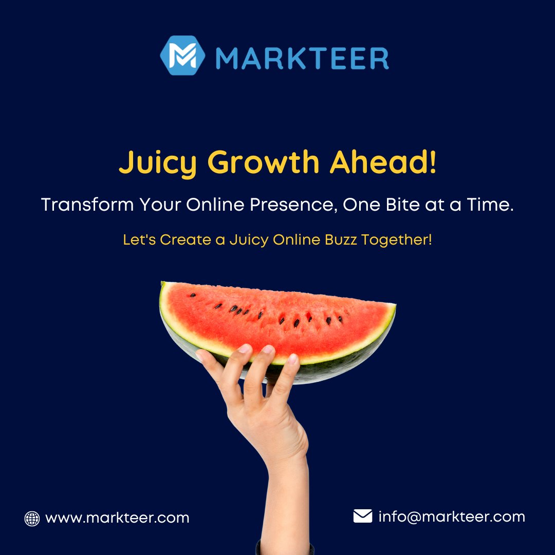 Juicy Growth Ahead!
Transform Your Online Presence, One Bite at a Time.
Let's Create a Juicy Online Buzz Together!
📧 - info@markteer.com
🌐 - markteer.com
#onlinemarketing #DigitalPresence #b2bleadgeenration #branddevelopment #brandbuilding #markteer #markteermedia